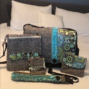 Custom made leopard and blue camera bag & accessories. Photographer